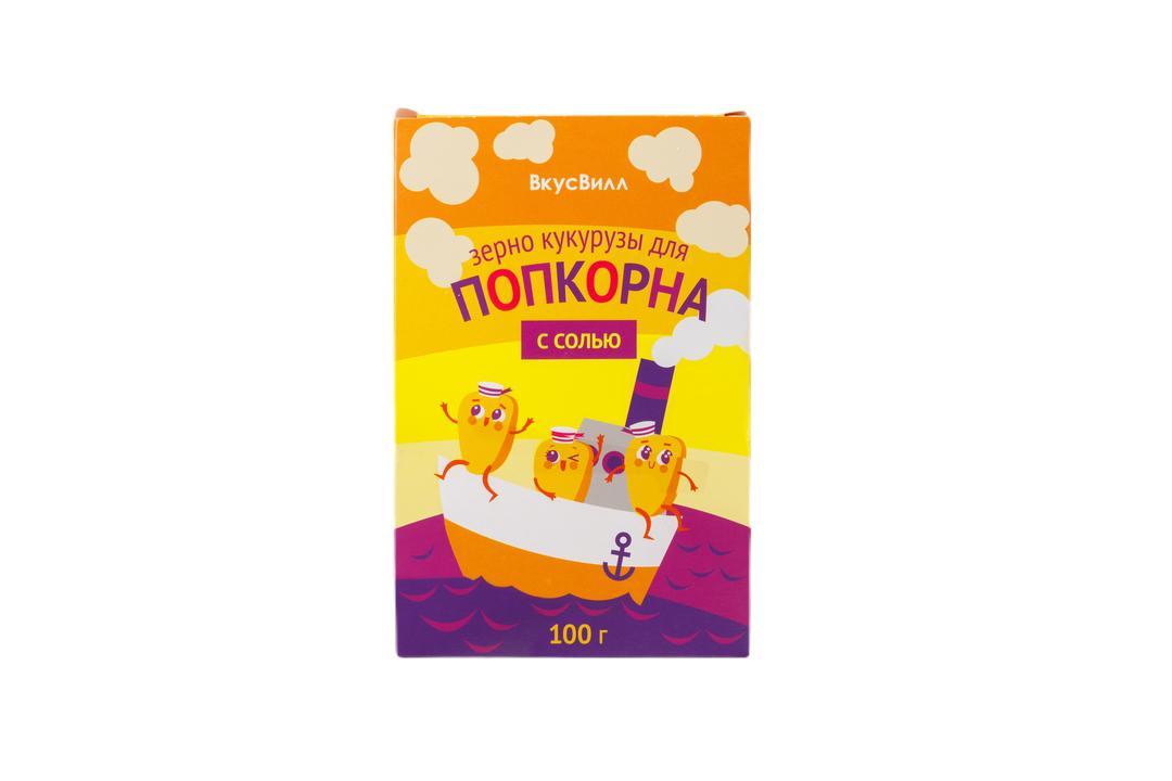 Зерно кукурузы для приготовления Попкорна ВкусВилл с солью, 100 гр., картон