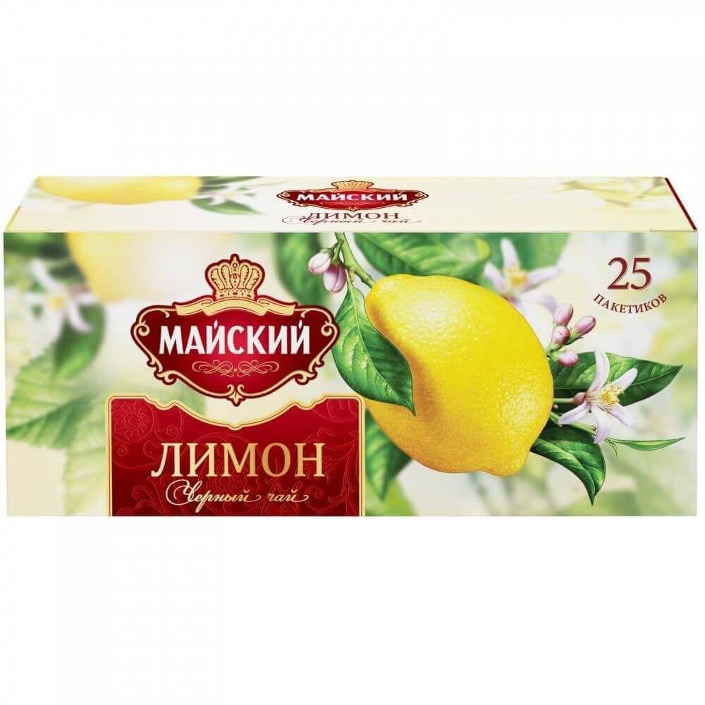 Чай черный Майский Лимон 25 пак. 37,5 гр., картон