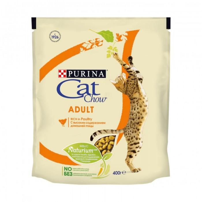 Корм для взрослых кошек сухой Cat Chow Purina Adult с мясом домашней птицы 400 гр., пакет
