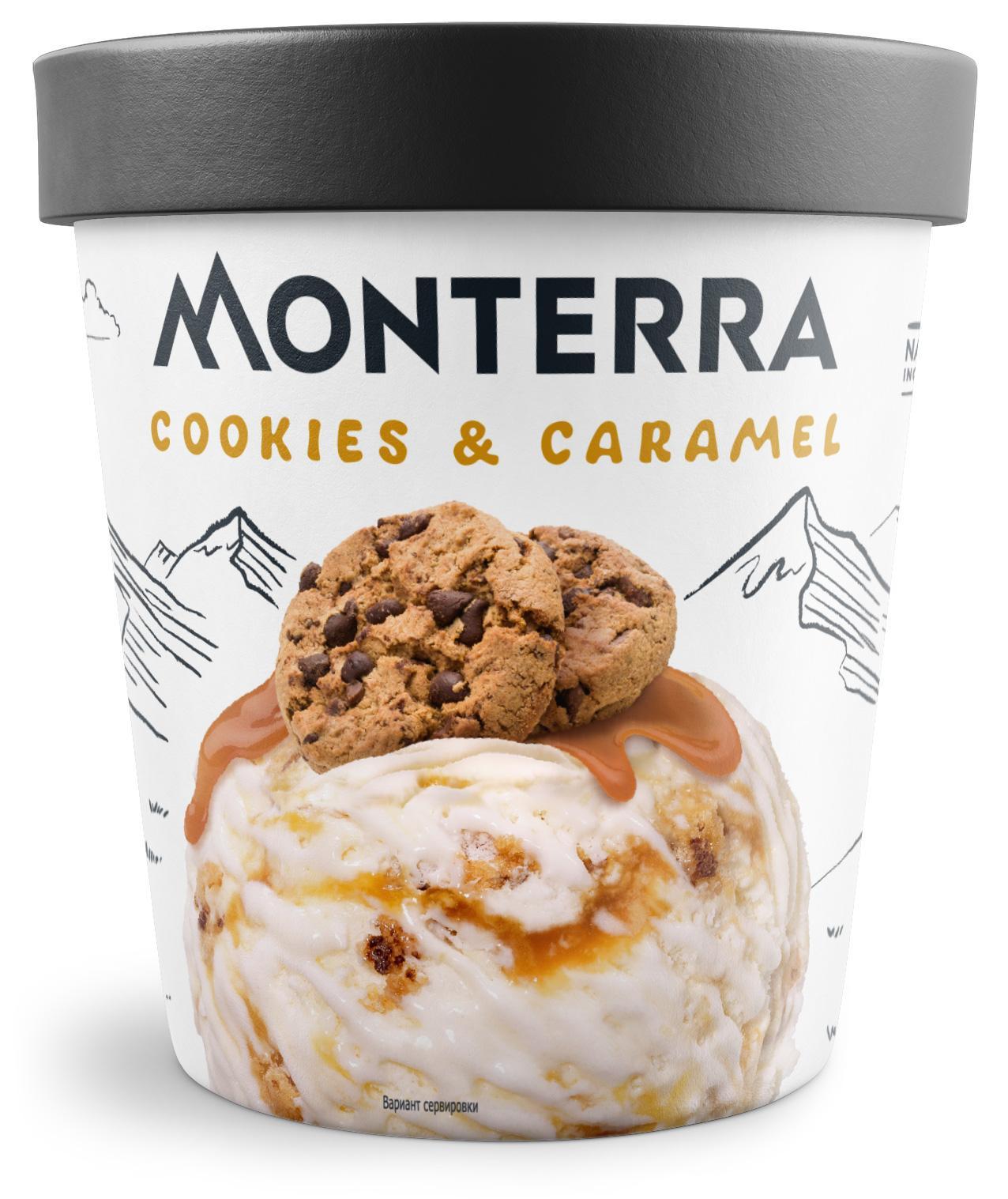 Мороженое пломбир MONTERRA печенье-карамель 480 мл, ПЭТ