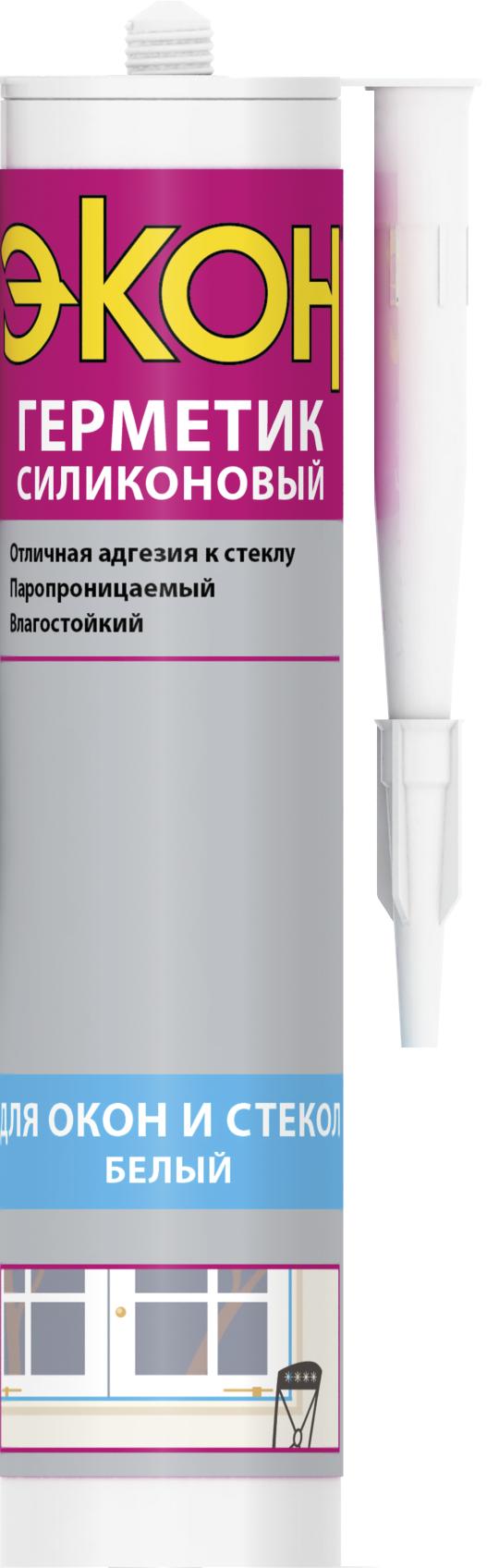 Герметик силиконовый Экон Для окон и стекол белый 280 мл., картридж
