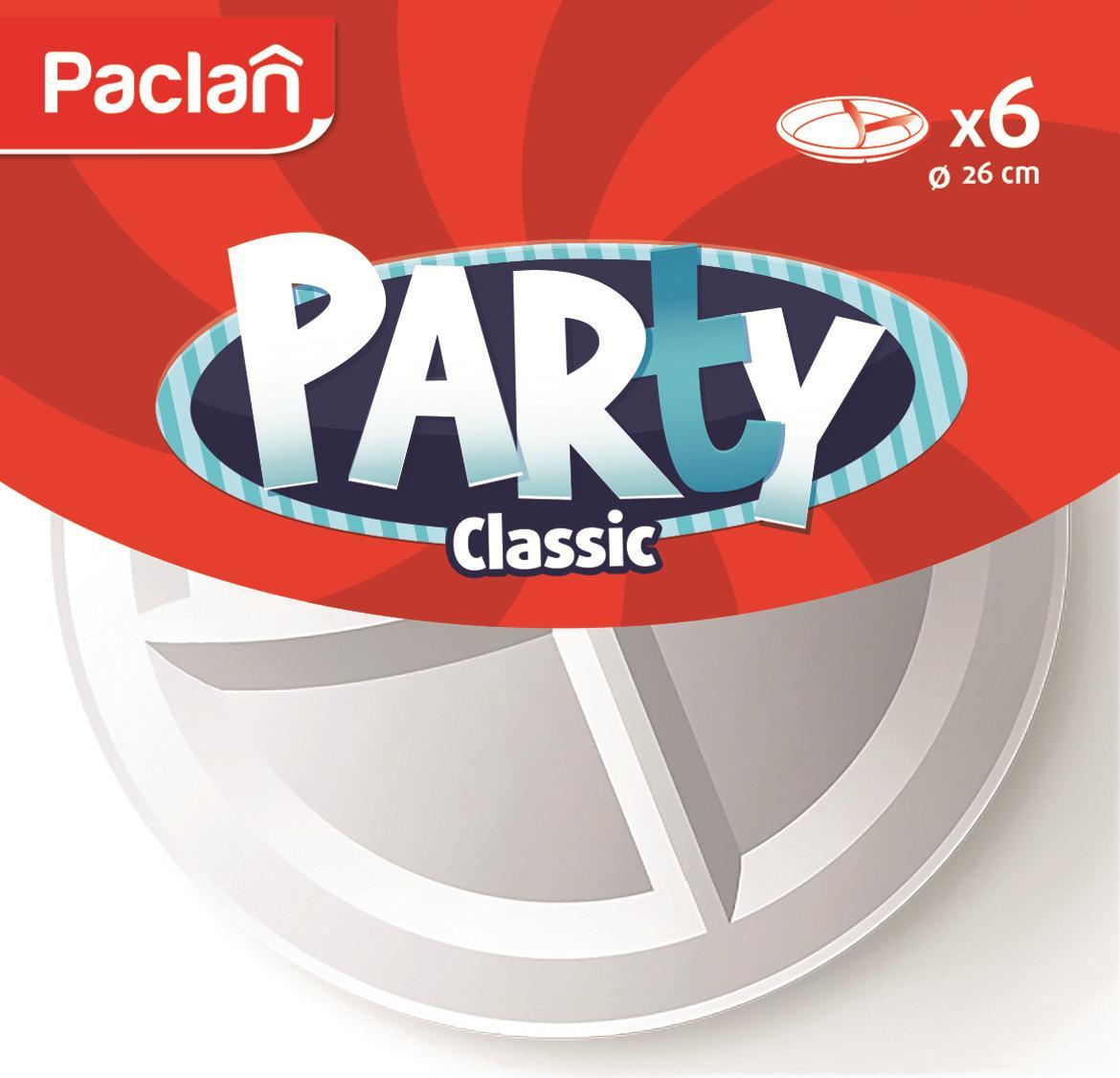 Тарелки одноразовые Paclan Party белые 6 шт., пакет