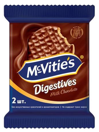 Печенье McVitie's Milk цельнозерновое в молочном шоколаде 33.3 гр., флоу-пак