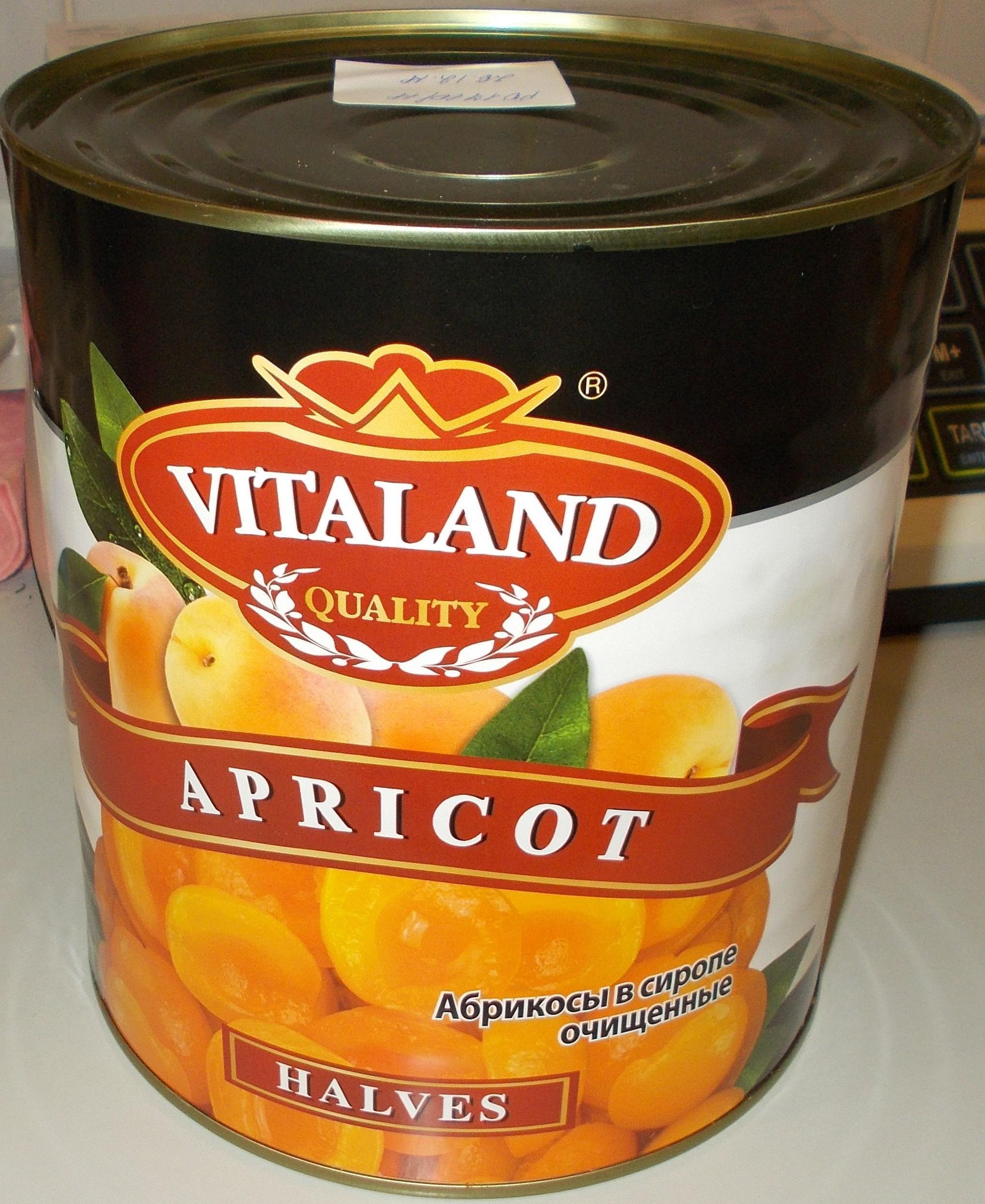 Абрикосы Vitaland очищенные половинки в сиропе, Китай