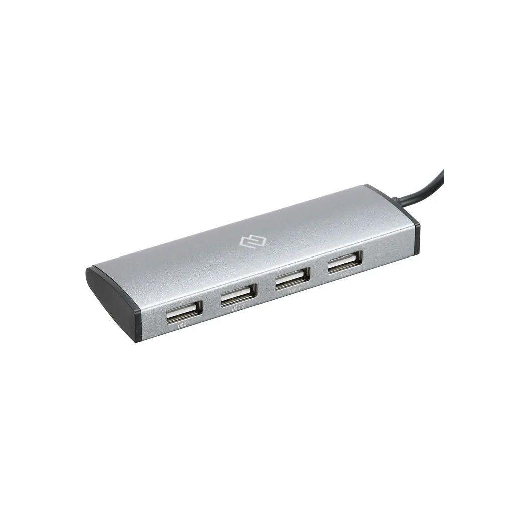Хаб (разветвитель) Digma HUB-4U2.0-UC-DS, серебристый