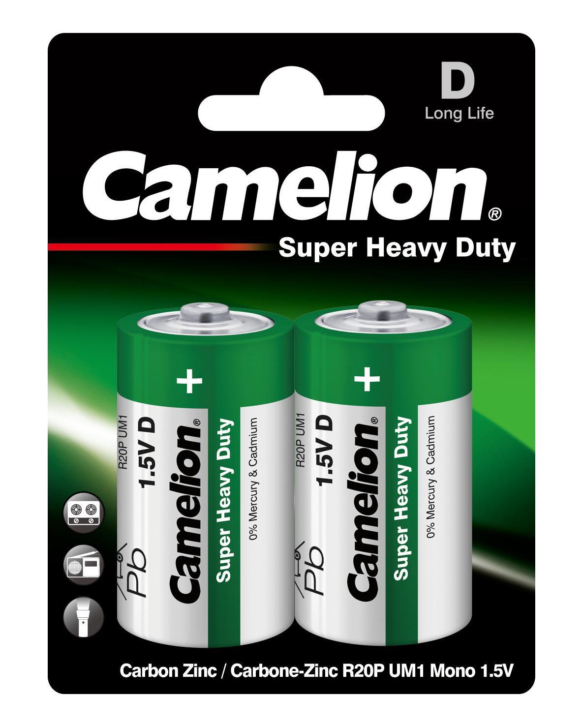 Батарейка Camelion R20 BL-2 1.5В 2шт, блистер
