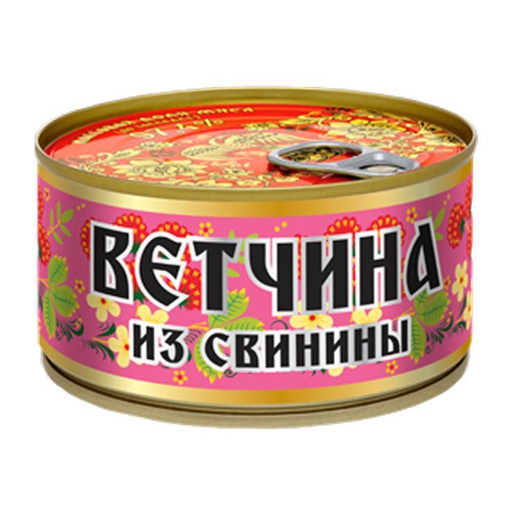 Ветчина МКК Балтийский хохлома из свинины 325 гр., ж/б