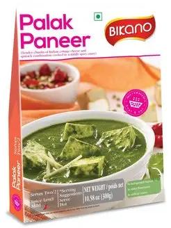 Готовое блюдо кусочки творога со шпинатом в соусе карри, PALAK PANEER Bikano пл/п, 300 гр., индийское, восточное
