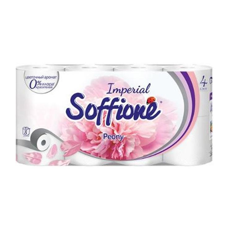 Туалетная бумага Soffione Imperial Peony четырехслойная 8 шт., пакет