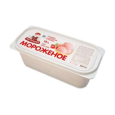 Мороженое Пестравка пломбир с ароматом клубники 15% 2,3 кг., контейнер