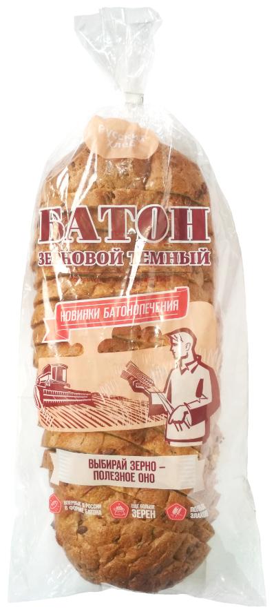 Батон Новинки Батонопечения Зерновой темный (нарезка), 380 гр., пакет