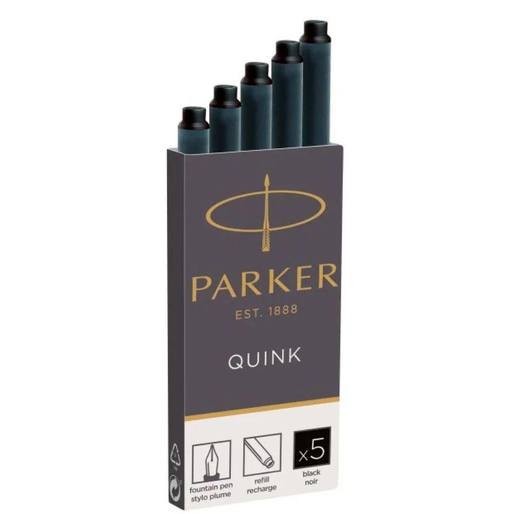 Картриджи чернильные PARKER Cartridge Quink, КОМПЛЕКТ 5 шт., черные, 1950382