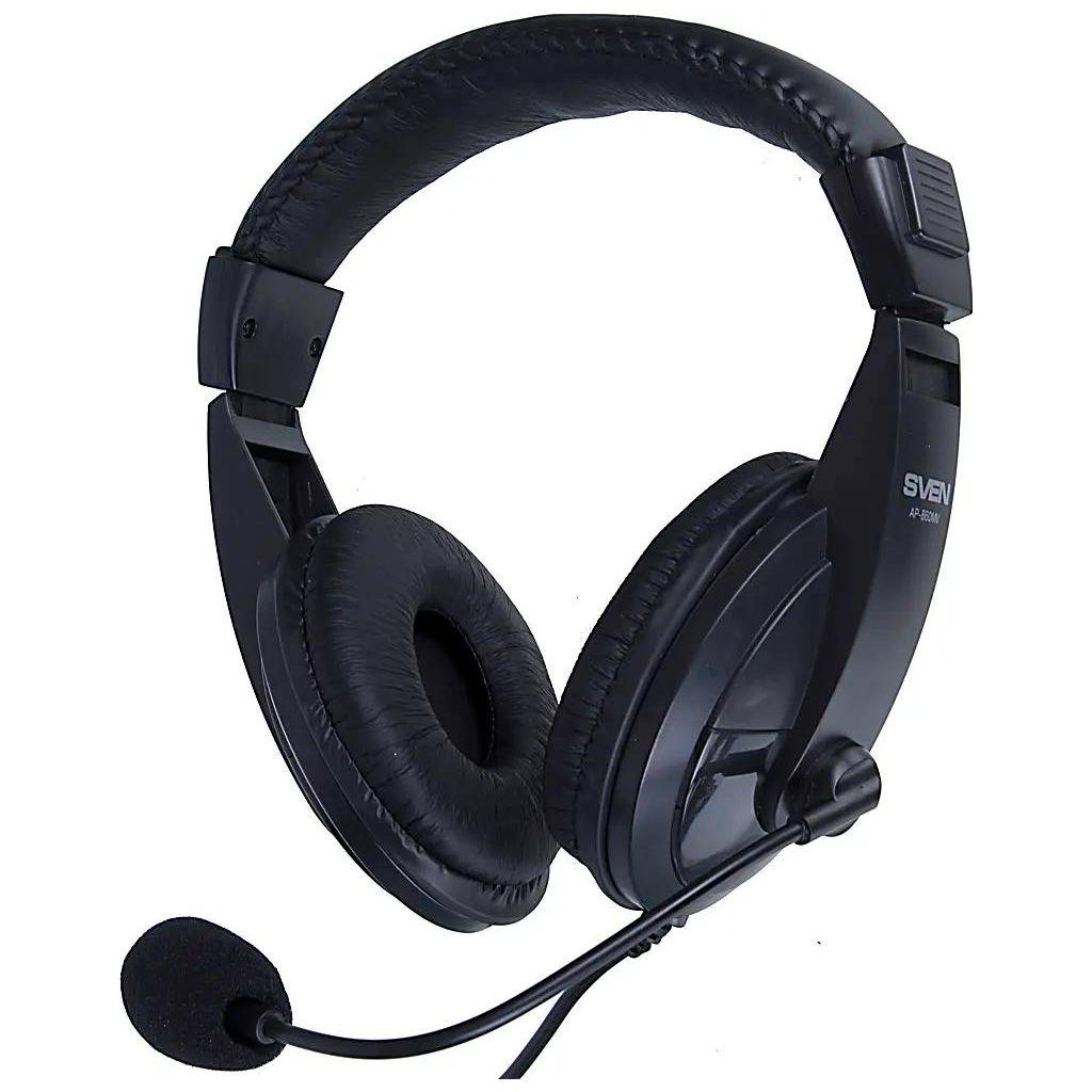 Наушники с микрофоном (гарнитура) SVEN AP-860MV, проводные, 2 м, с оголовьем, черные, SV-0410860