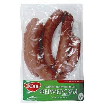 Полукопченая колбаса Фермерская Халяль ЭКО,1 кг., оболочка