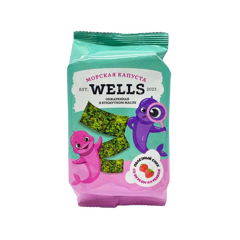 Капуста морская WELLS обжаренная со вкусом клубники 5 гр., флоу-пак
