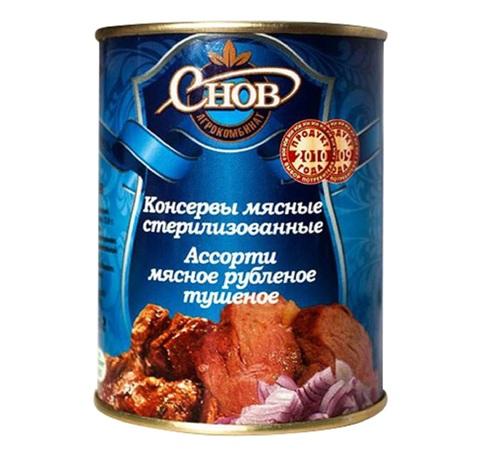 Ассорти мясное тушеное Снов 338 гр., ж/б
