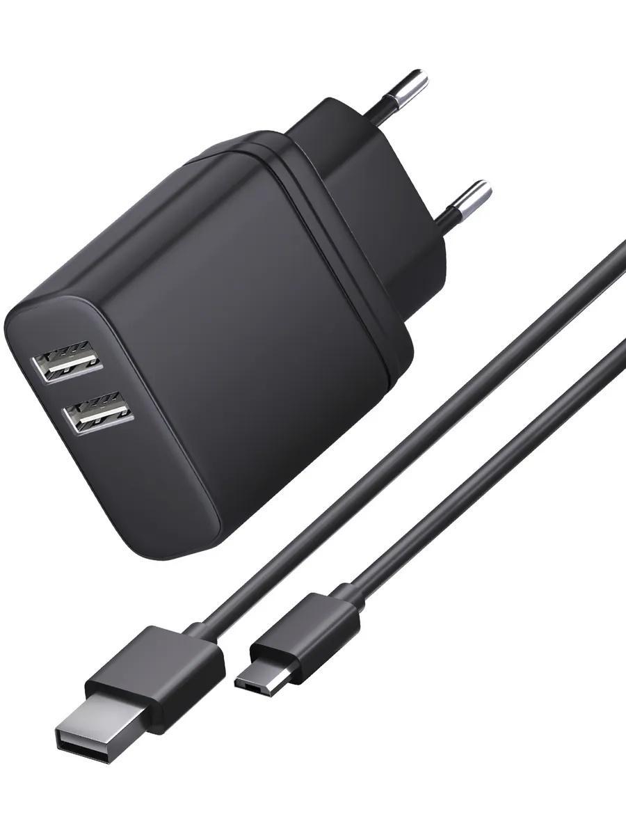 Сетевое зарядное устройство BORASCO 2xUSB-A, microUSB, 15Вт, 3A, черный [52579], картон