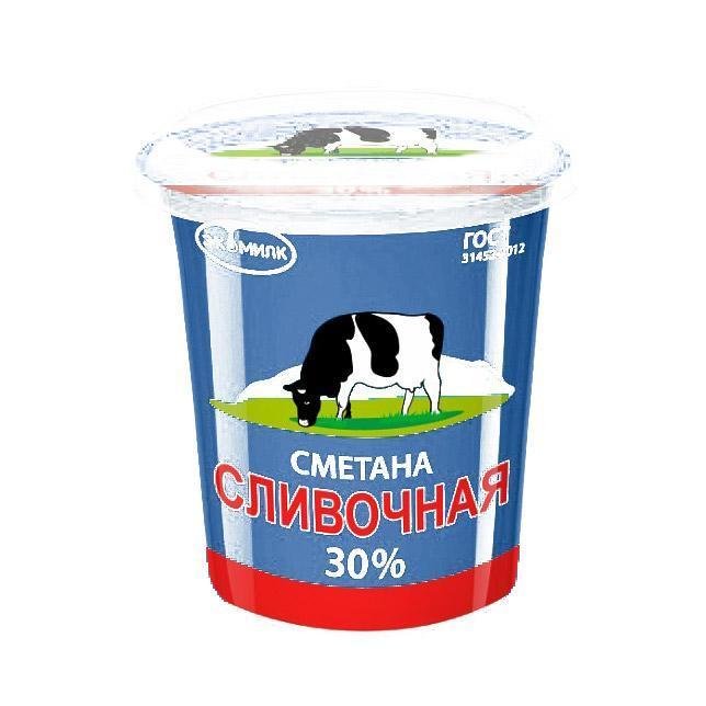Сметана Экомилк сливочная 30% 315 гр., ПЭТ