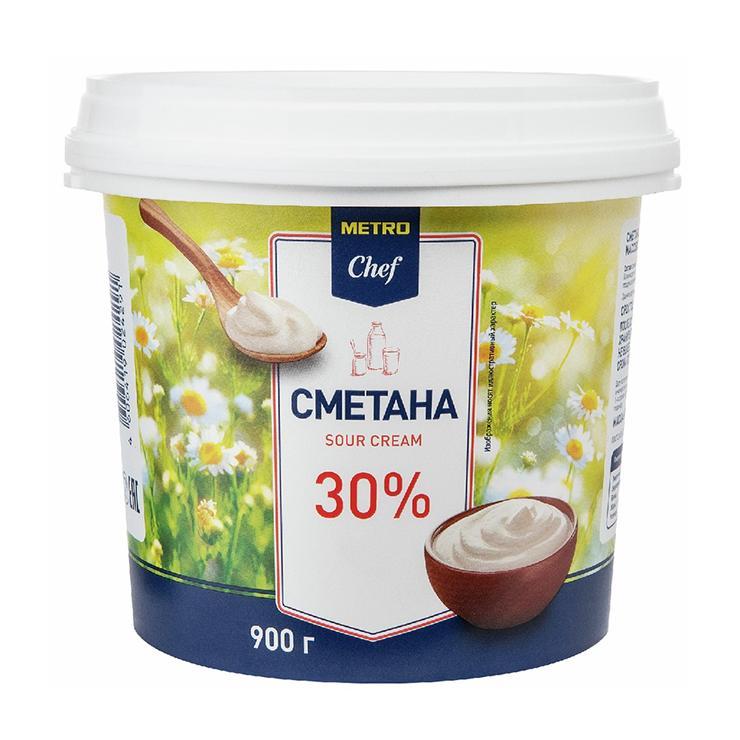 Сметана METRO Chef 30% 900 гр., пластиковая упаковка