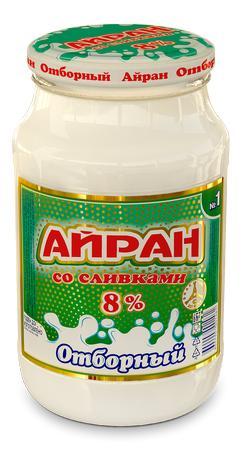 Айран Хладокомбинат Отборный со сливками 8% 900 гр., стекло