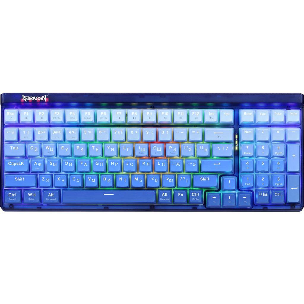 Клавиатура Redragon Garen Pro, беспроводная, USB, Bluetooth/Радиоканал, механическая, синий [71745]
