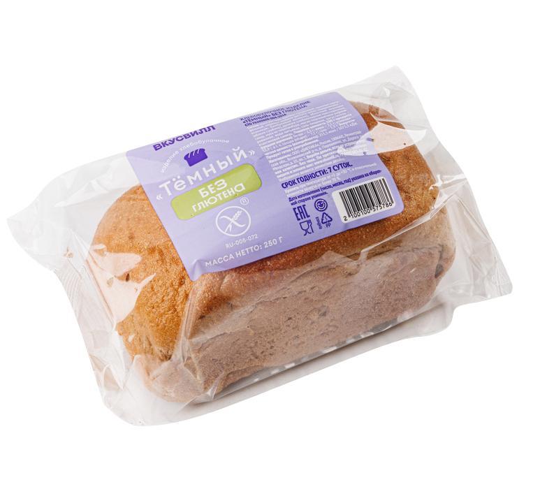Хлеб ВкусВилл Темный без глютена 250 гр., флоу-пак