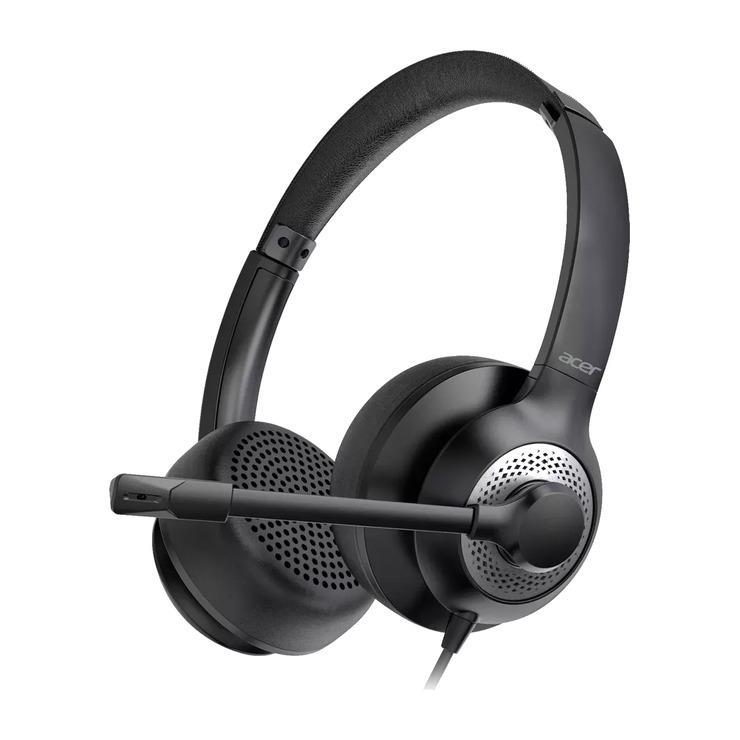 Гарнитура Acer OHW309, для компьютера, накладные, проводные USB/3,5 мм, черный [zl.hdsee.004]