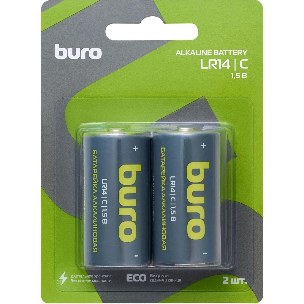 C Батарейка Buro Alkaline LR14, 2 шт. 7500мAч