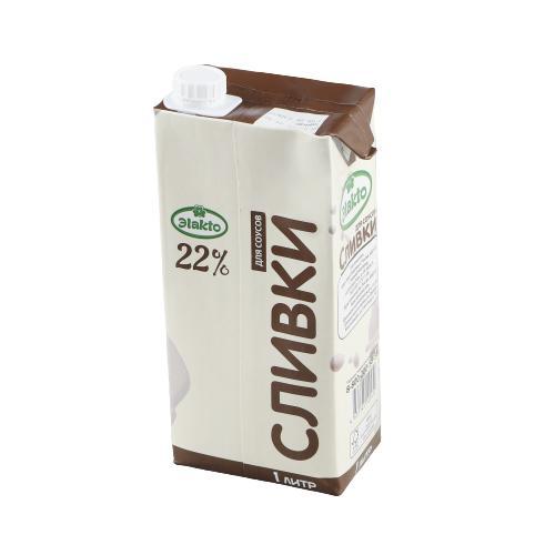 Сливки мдж 22%, Элакто, 1 л., тетра-пак