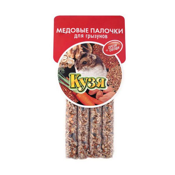 Палочки для грызунов Кузя Орехи + Овощи 4 шт., картон
