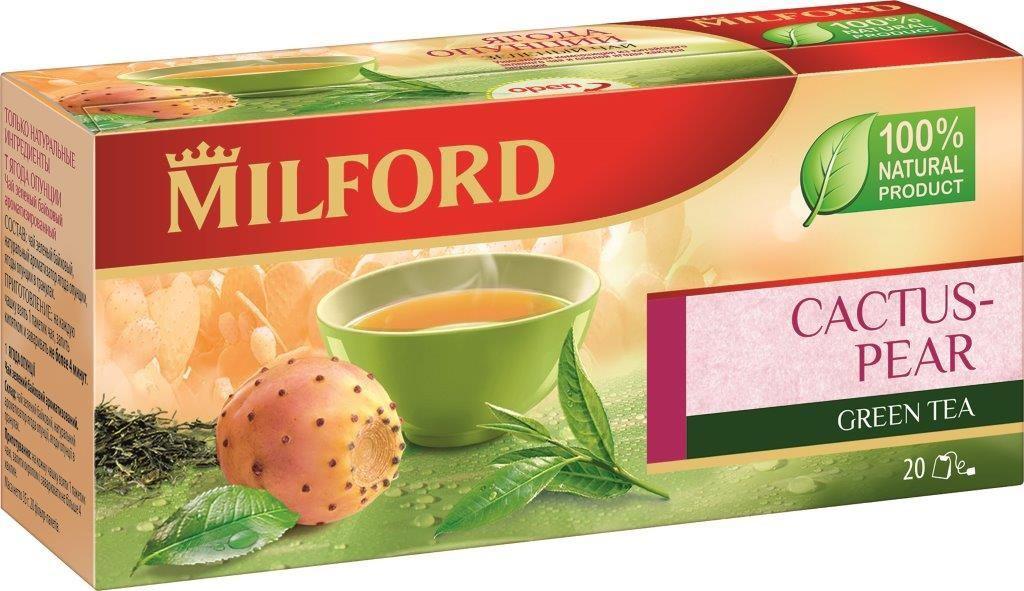 Чай Milford Ягода опунции зеленый в пакетиках 35 гр., картон