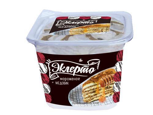 Мороженое пломбир Эклерто медовик 100 гр., ПЭТ контейнер
