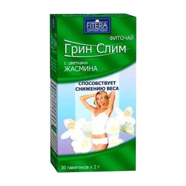 Фиточай Fitera грин слим жасмин 30 пакетиков 60 гр., картон