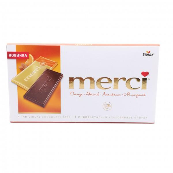 Шоколад Merci горький апельсин миндаль 100 гр., картон