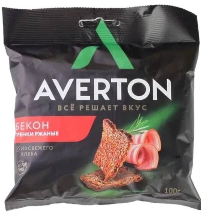 Гренки Averton ржаные со вкусом бекона, 40 гр., флоу-пак