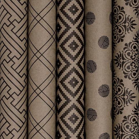 Бумага упаковочная Золотая Сказка kraft geometric крафт 70х100см 5 дизайнов 80 г/м2,