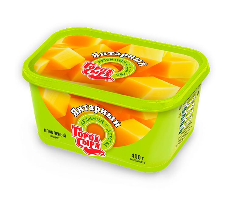 Продукт плавленый пастообразный ж. 60%, Город Сыра Янтарный, 400 гр., пластиковая банка