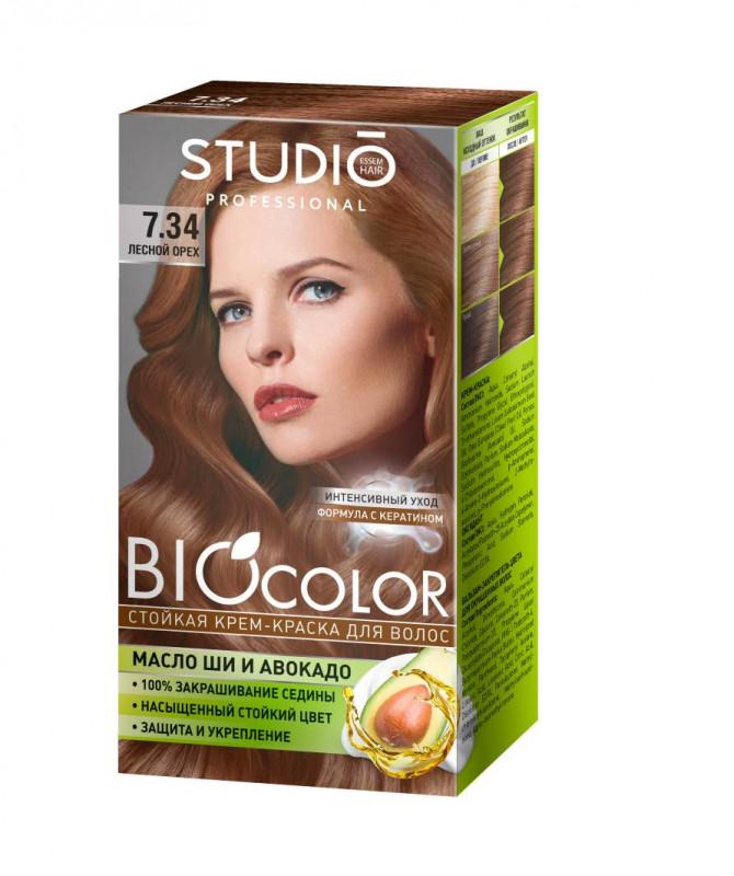 Крем краска для волос Studio Professional Biocolor стойкая тон 7.34 лесной орех 115 мл., картон