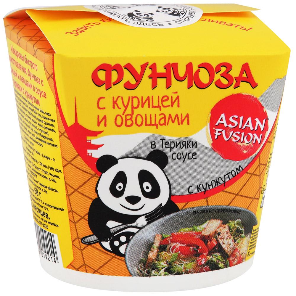 Фунчоза Asian Fusion с курицей и овощами в соусе Терияки с кунжутом 68 гр., стакан