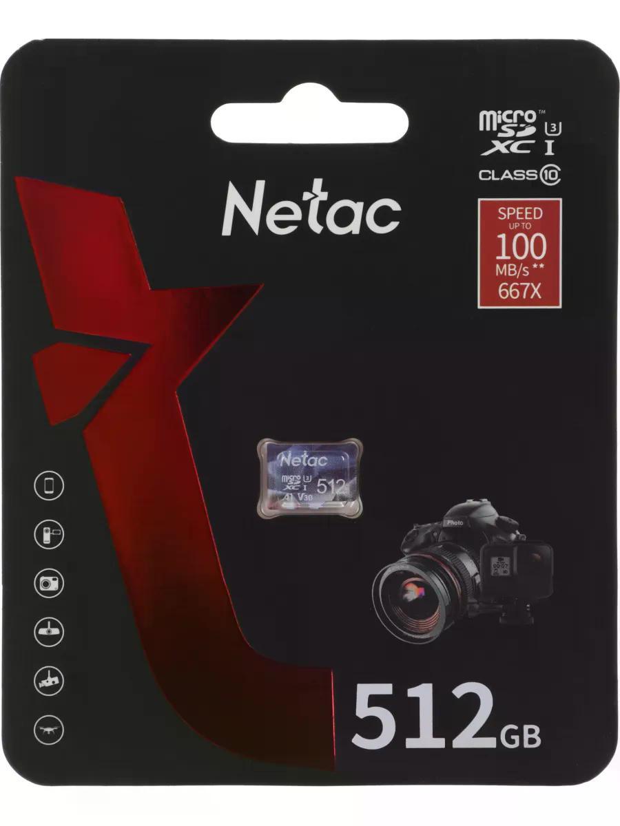 Карта памяти microSDXC Netac 512 ГБ, Class 10, P500 Ultra, 1 шт., без адаптера [nt02p500ult-512g-s]