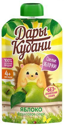 Пюре фруктовое из яблок Дары кубани, 90 гр., дой-пак с дозатором