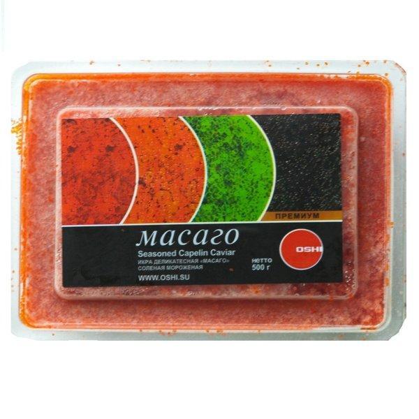 Икра OSHI масаго оранжевая сельдь 500 гр., пластиковая упаковка