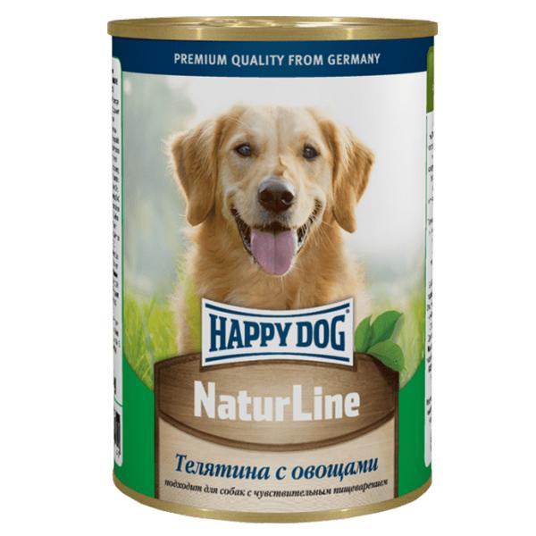 Влажный корм для собак Happy Dog Natur Line Телятина овощи 410 гр., ж/б
