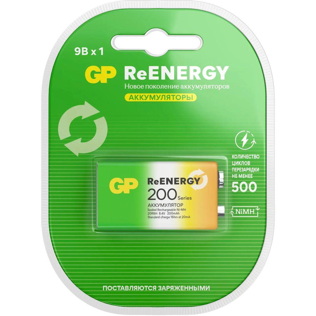 Аккумуляторная батарейка 9V GP 20R8H 9V Крона, 1 шт. 200мAч