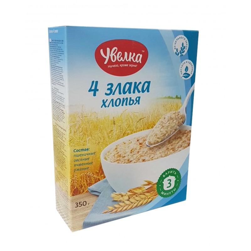 Хлопья Увелка 4 злака 350 гр., картон