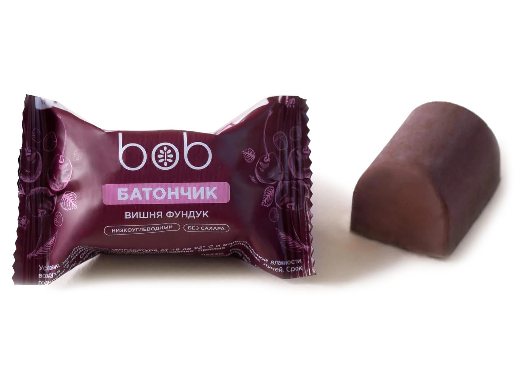 Батончик Bob низкоуглеводный с вишней и фундуком без сахара 25 гр., флоу-пак