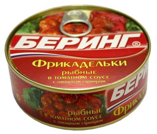 Фрикадельки рыбные Беринг с овощным гарниром, 240 гр., ж/б