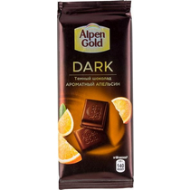 Шоколад Alpen Gold Dark темный c апельсиновыми кусочками 40% 85 гр., флоу-пак