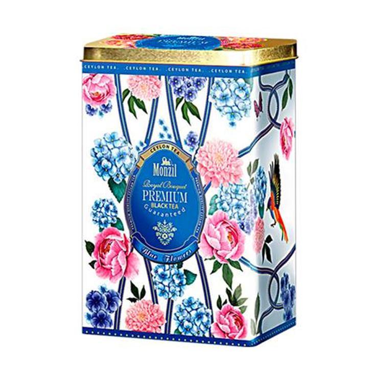 "Blue flowers" 300 гр. черн.кр.лист. ж/б (12)