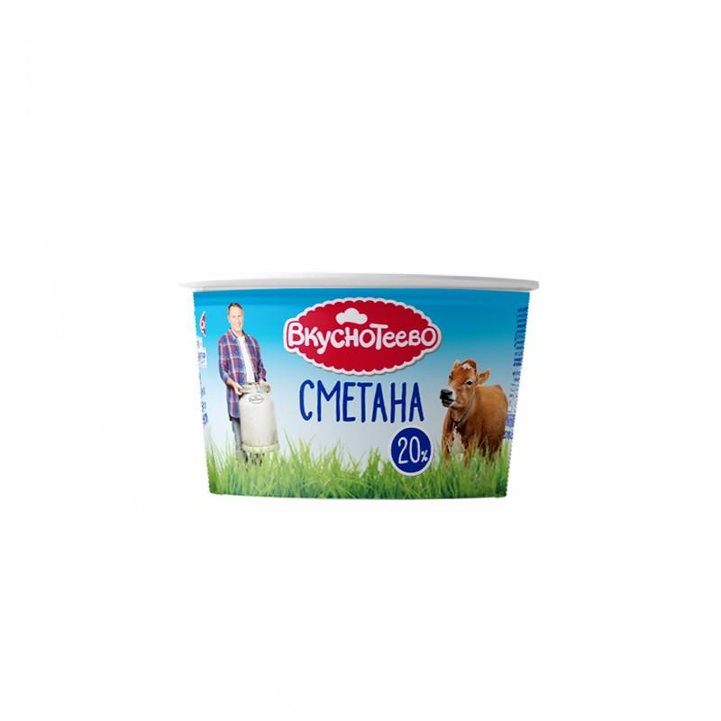Сметана 20 %, Вкуснотеево, 150 гр., Пластиковый стакан